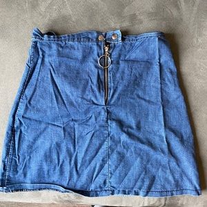Mini Denim Skirt with Hoop Zipper